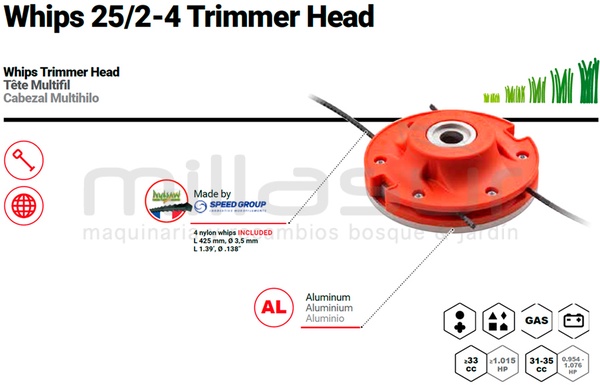 Cabezal Desbrozadora Universal Nylsaw Diente Tiburon Whips 